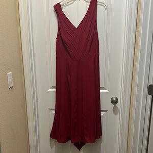 Adrianna Papell Red Asymmetrical Sundress V-Neck Cocktail